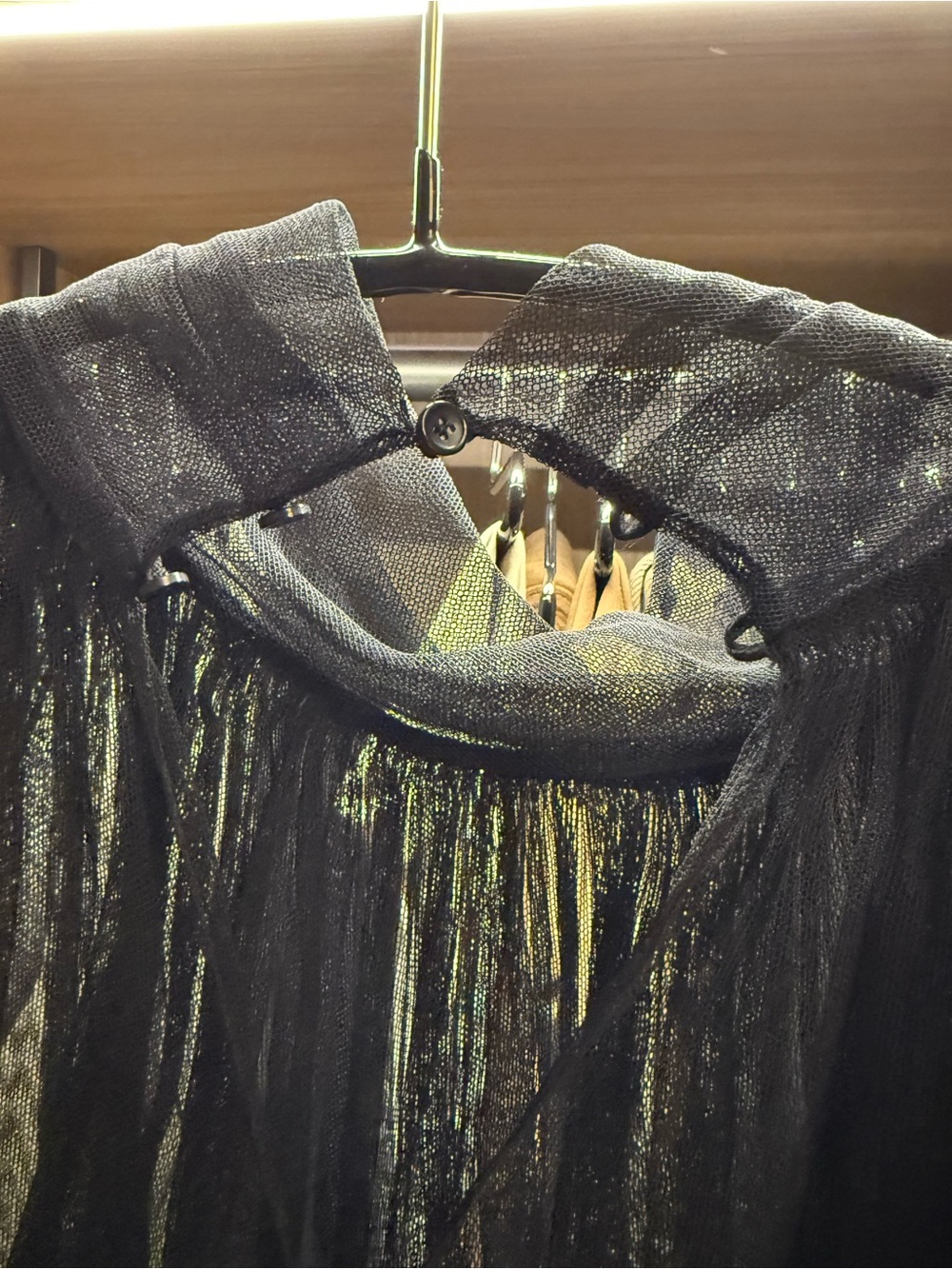 SAINT LAURENT Sheer Black Ruffle-Trim turtleneck blouse - Picture 3 of 7